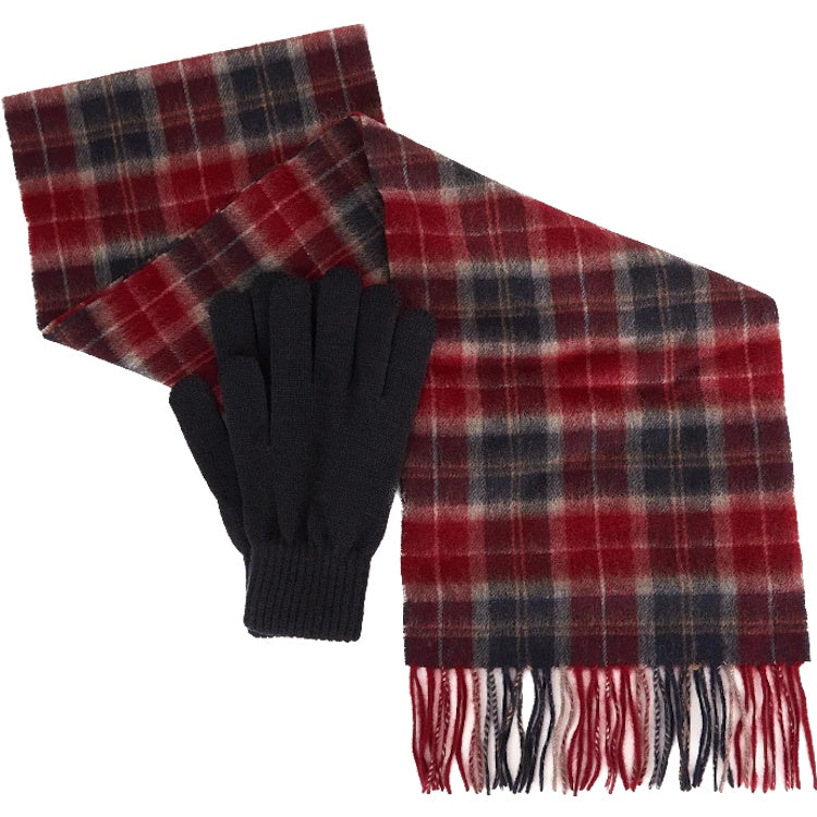 Barbour Tartan Scarf and Glove Gift Set - Cranberry