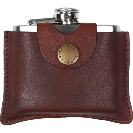 Barbour 4oz Hinged Hip Flask - Brown