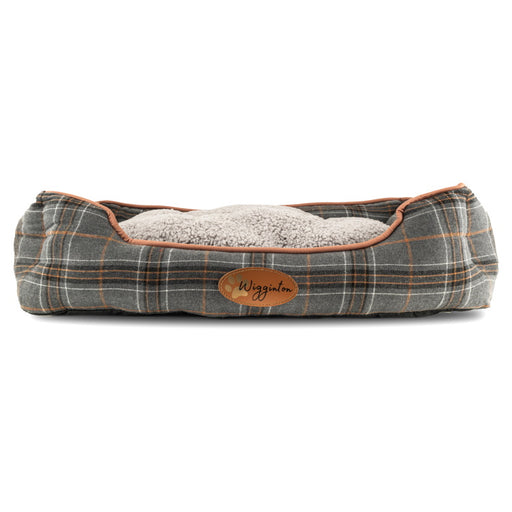 Wigginton Terrier Dog Bed - Orange/Grey Check