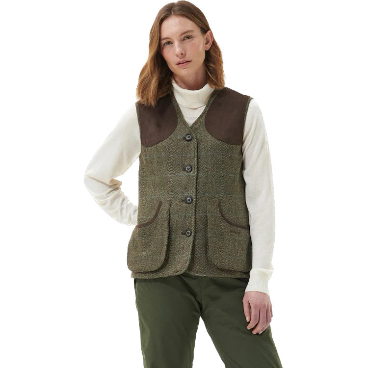 Barbour Ladies Fairfield Wool Gilet - Gardenia/Brown