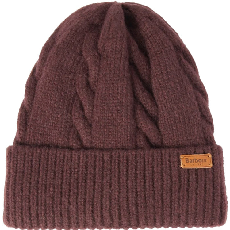 Barbour Ladies Meadow Cable Beanie - Black Cherry
