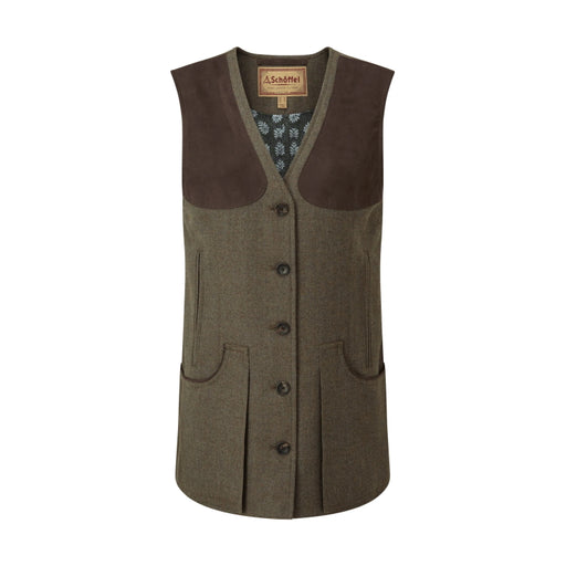 Schoffel Ladies Tweed Shooting Vest - Loden Green Herringbone Tweed