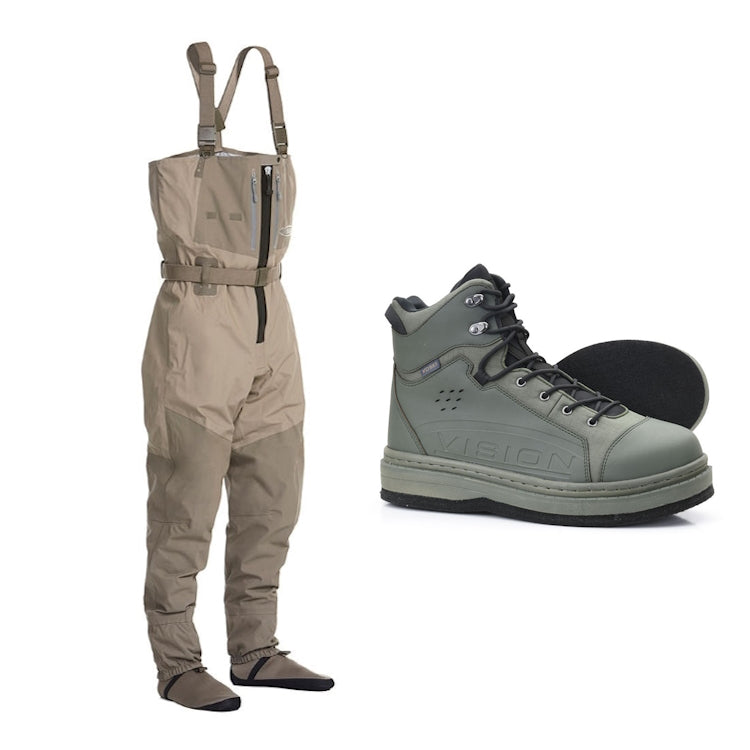 Vision Koski Zip Waders and Felt Green Wading Boots