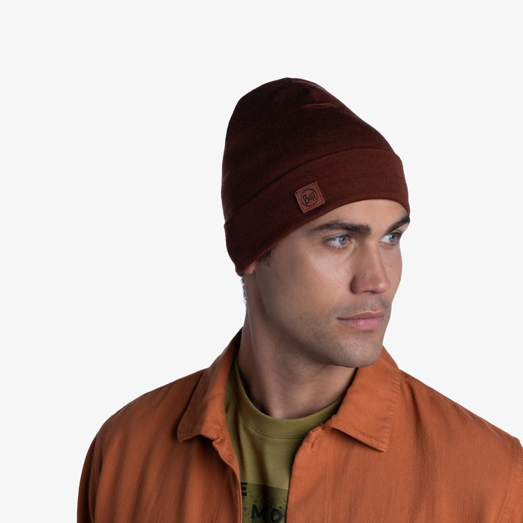 Buff Merino Heavyweight Beanie - Solid Sienna