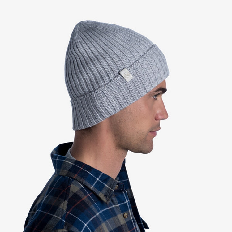 Buff Norval Knitted Beanie - Light Grey