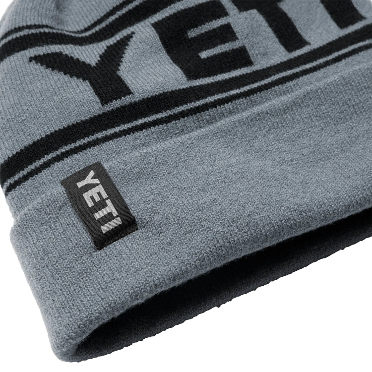 Yeti Logo Retro Knit Beanie - Grey/Black
