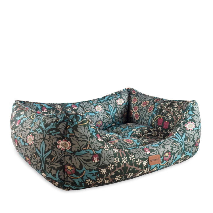 Morris and Co Square Dog Bed - Blackthorn Print