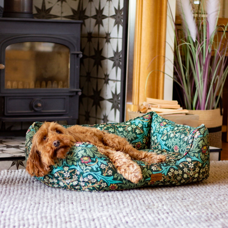 Morris and Co Square Dog Bed - Blackthorn Print