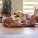 Morris and Co Square Dog Bed - Burgundy Strawberry Thief Print