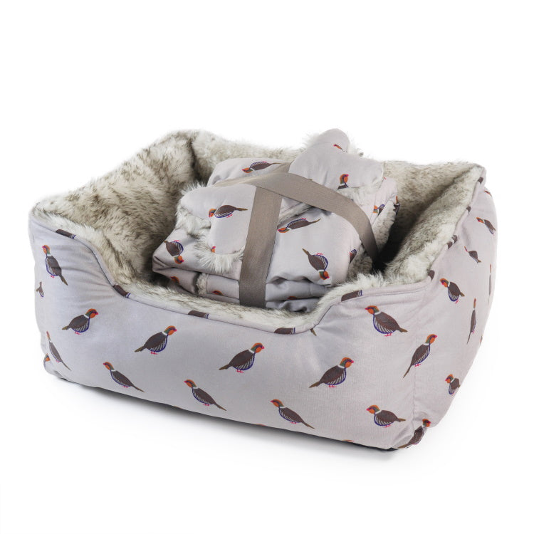 Rosewood Cupid and Comet Pheasant Print Dog Bed Bundle