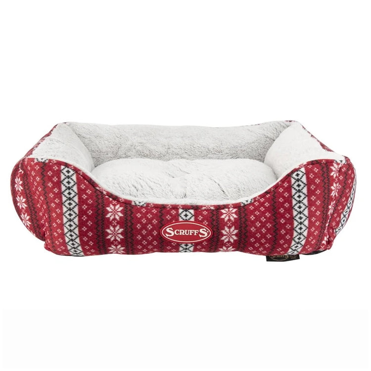 Scruffs Santa Paws Dog Box Bed - Burgundy