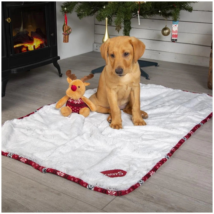 Scruffs Santa Paws Blanket and Reindeer Toy Gift Set - Burgundy
