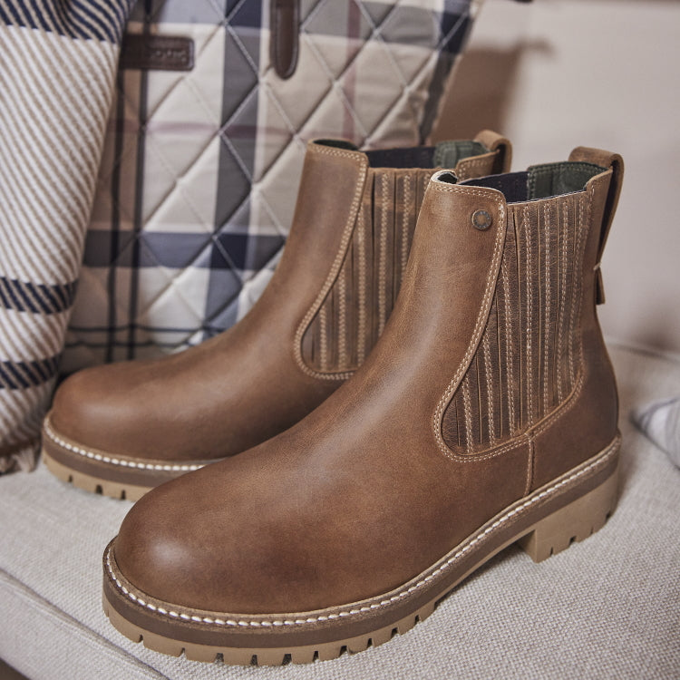 Barbour Ladies Joelle Rugged Chelsea Boots - Tan