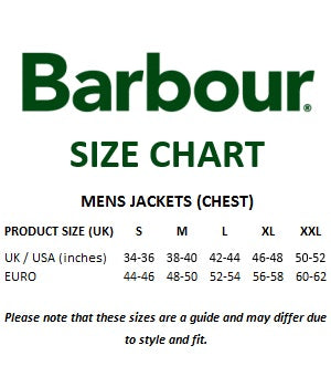 Barbour size guide online mens