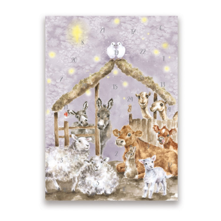 Wrendale Designs A5 Advent Calendar Card - Away In A Manger