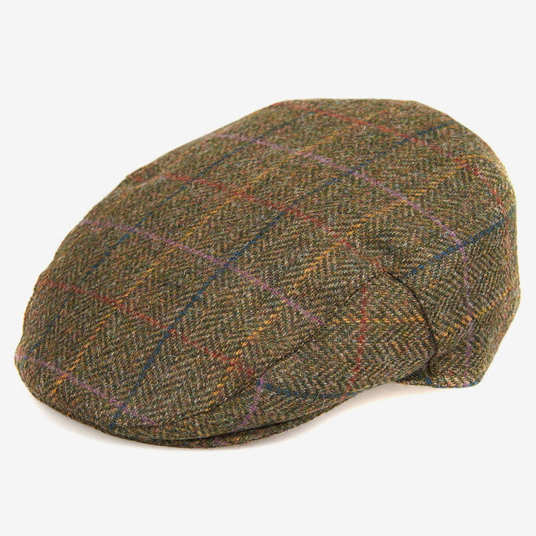 Barbour Moons Tweed Flat Cap - Olive Herringbone