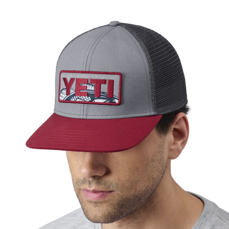 Yeti Bass Badge Mid Pro Trucker Cap - Grey/Rust