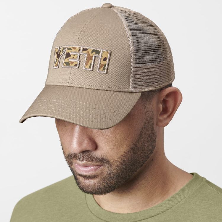 Yeti Camo Logo Badge Trucker Cap - Khaki