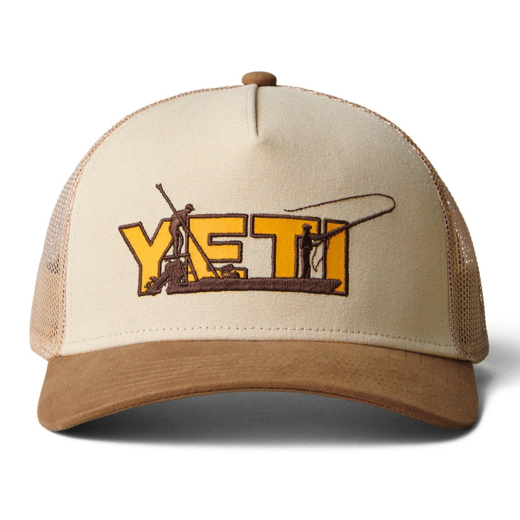 Yeti Skiff Trucker Cap - Khaki/Alpine Yellow