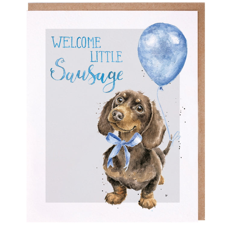 Wrendale Designs Celebration Card - Little Sausage (Blue)