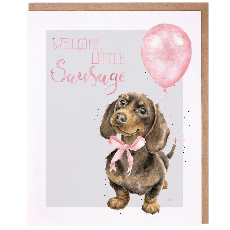 Wrendale Designs Celebration Card - Little Sausage (Pink)