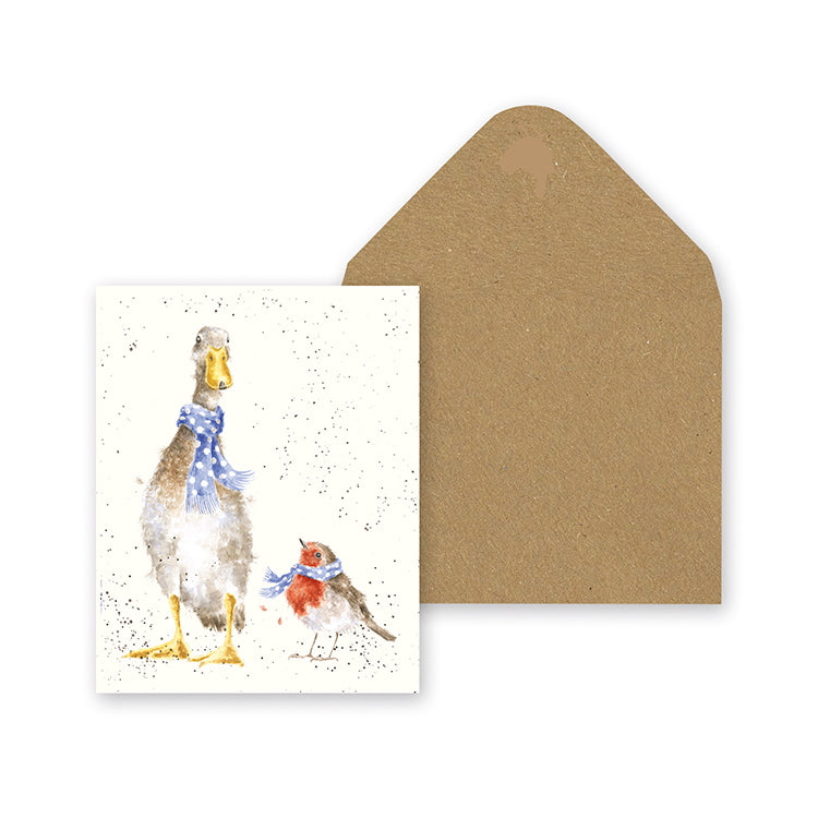 Wrendale Designs Charity Miniature Christmas Card - Christmas Scarves