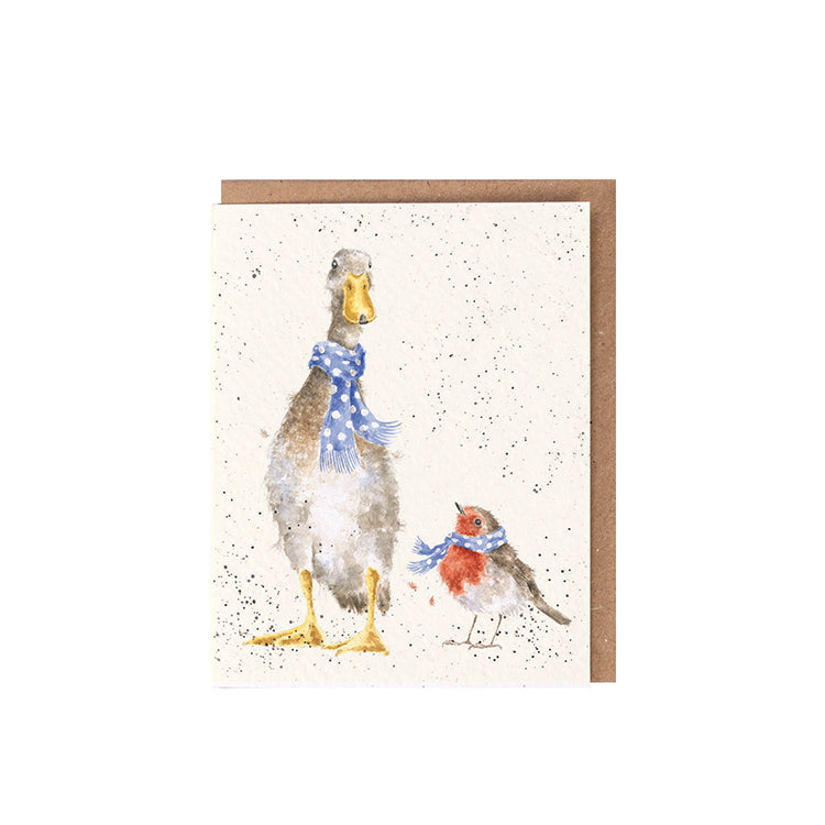Wrendale Designs Charity Miniature Christmas Card - Christmas Scarves