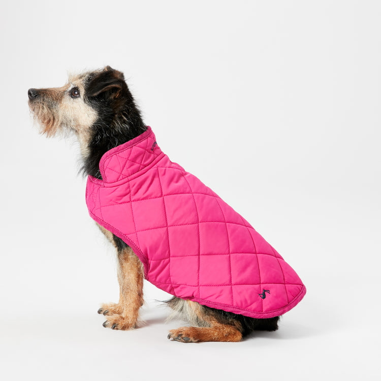 Joules Quilted Dog Coat Raspberry John Norris
