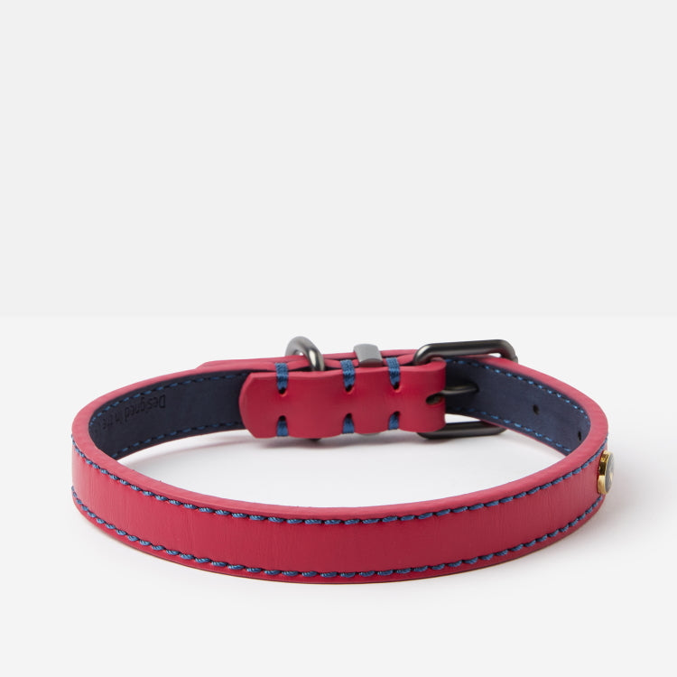 Joules Leather Dog Collar - Fuschia