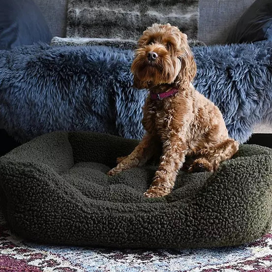 Rosewood Green Pile Fleece Dog Bed