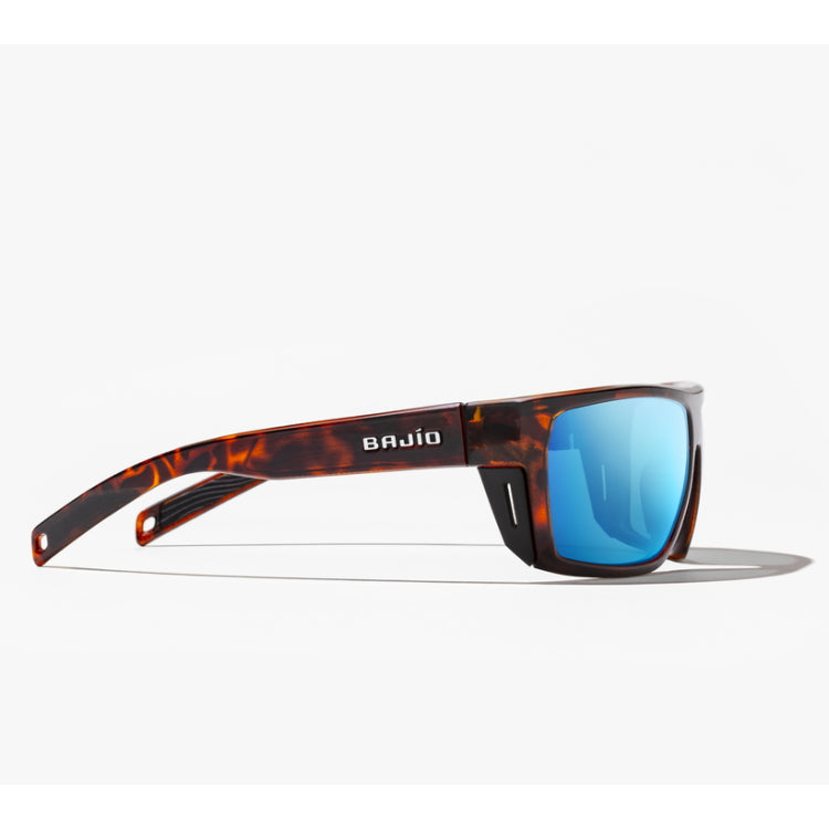 Bajio Palometa Polycarbonate Sunglasses - Dark Tortoise Matte Frame - Blue Mirror Lens