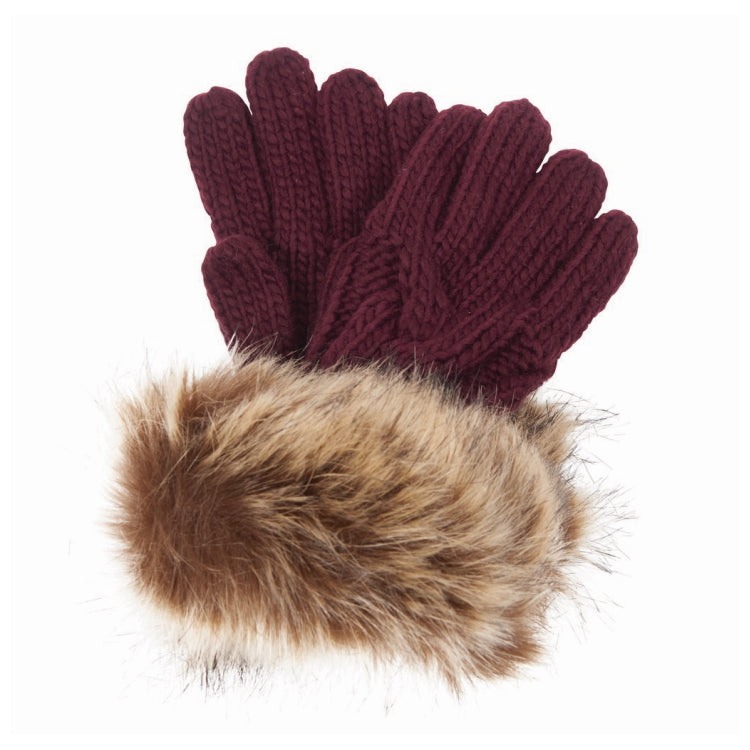 Barbour Ladies Penshaw Knitted Gloves - Bordeaux