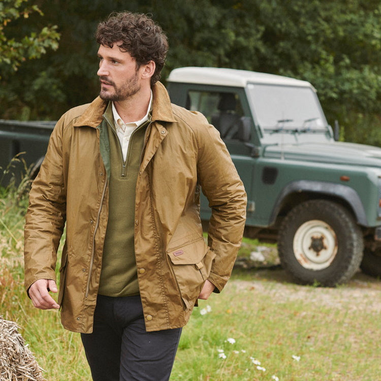 Barbour wax jacket discount sand