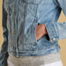 Barbour Ladies Rippled Denim Jacket - Bleached Denim - Size 16