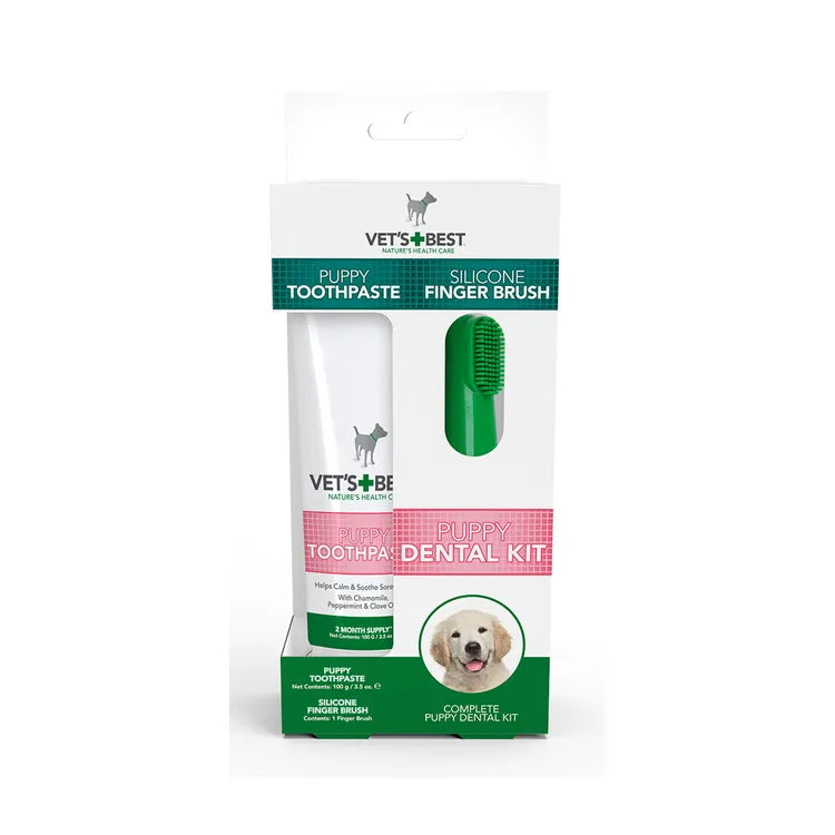 Vets Best Dental Care Kit For Puppies Finger Brush and Toothpaste