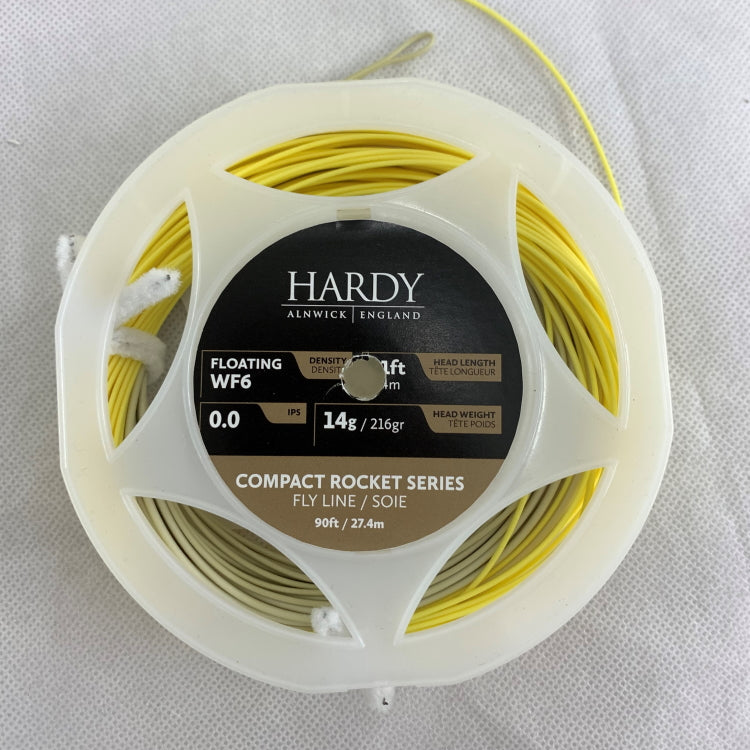 USED Hardy Compact Rocket Series Twin Colour Floating Fly Line Yellow/Willow WF6 (010)