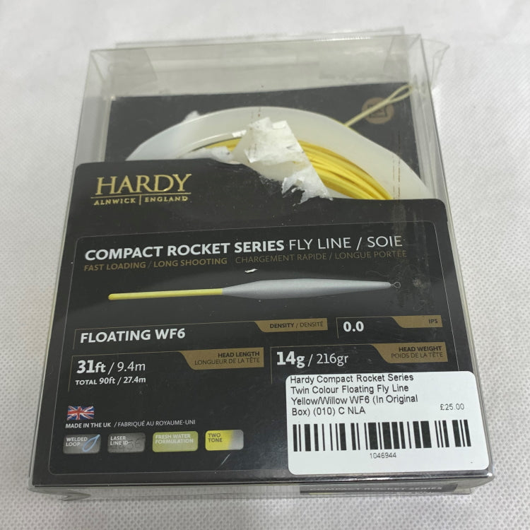 USED Hardy Compact Rocket Series Twin Colour Floating Fly Line Yellow/Willow WF6 (010)