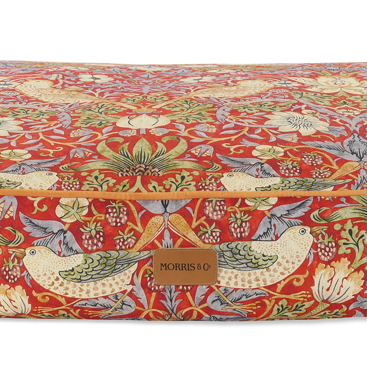 Morris and Co Pet Mattress - Burgundy Strawberry Thief Print