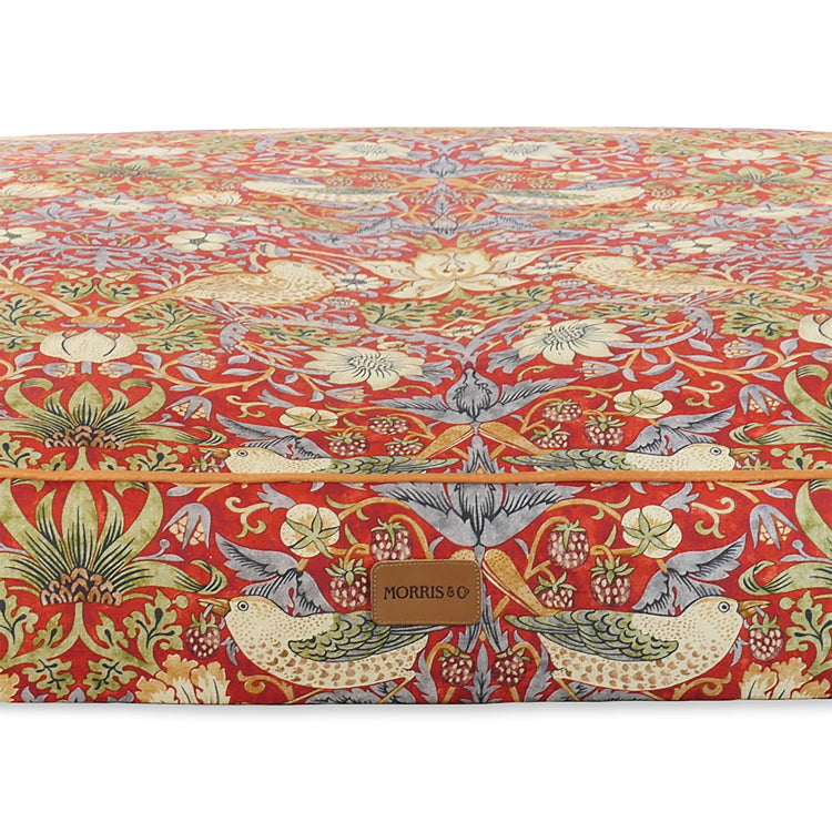 Morris and Co Pet Mattress - Burgundy Strawberry Thief Print