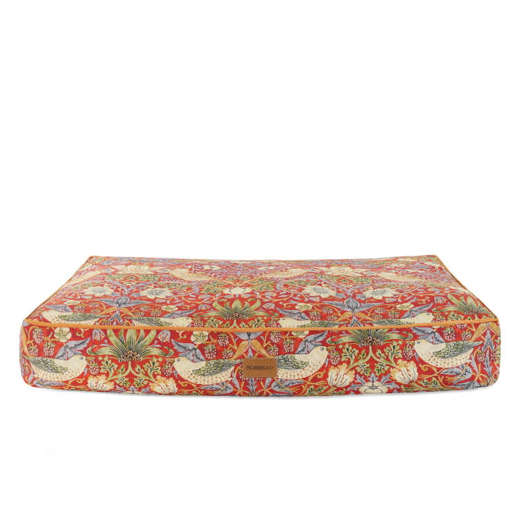 Morris and Co Pet Mattress - Burgundy Strawberry Thief Print