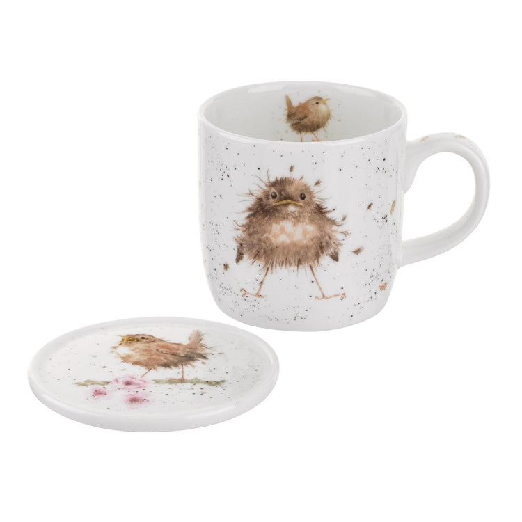 Wrendale Designs Fine Bone China Mug and Ceramic Coaster Set - Flying The Nest