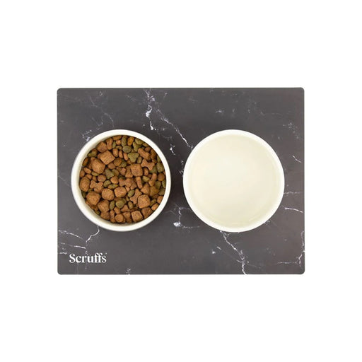 Scruffs Pet Placemat - Black Marble Print