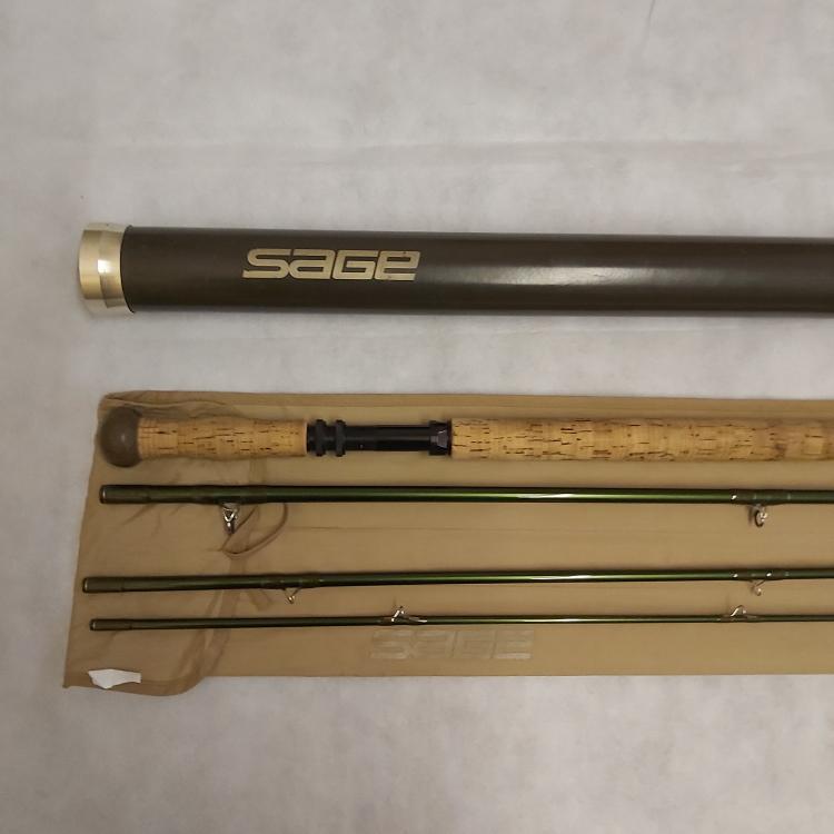 USED 14ft 3in Sage Z-Axis Double Handed Salmon Fly Rod 9 Line 4 Piece (034)