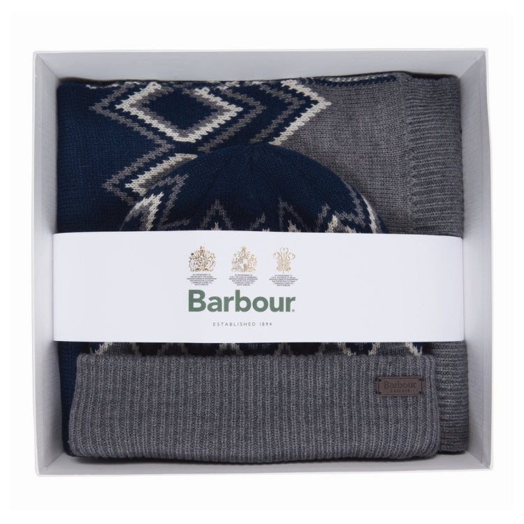 Barbour Elwick Fair Isle Beanie and Scarf Gift Set