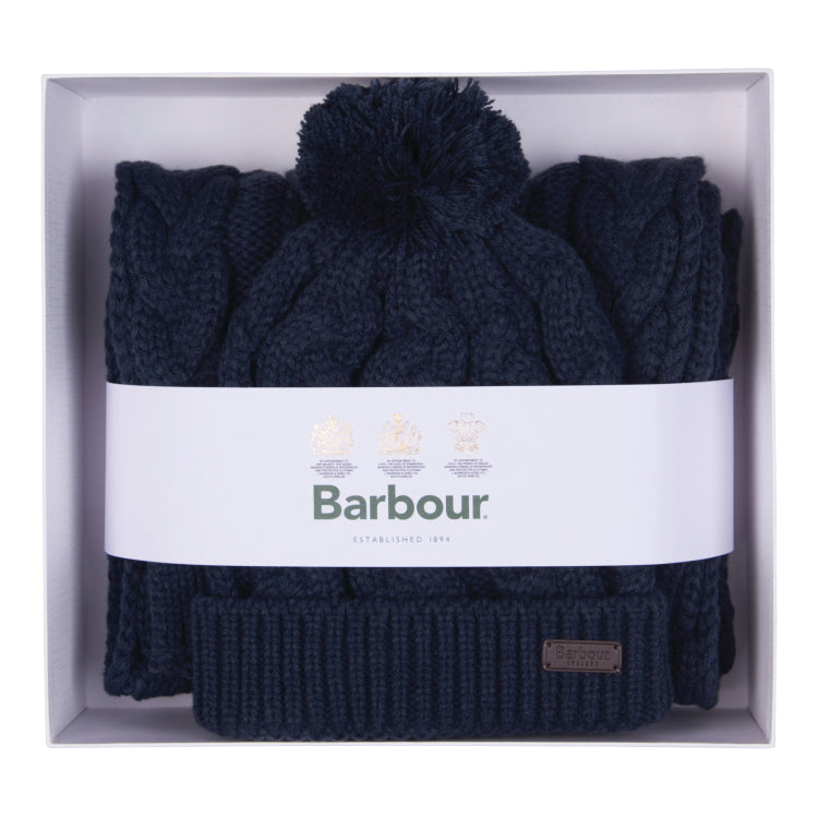 Barbour Highgate Cable Beanie and Scarf Gift Set