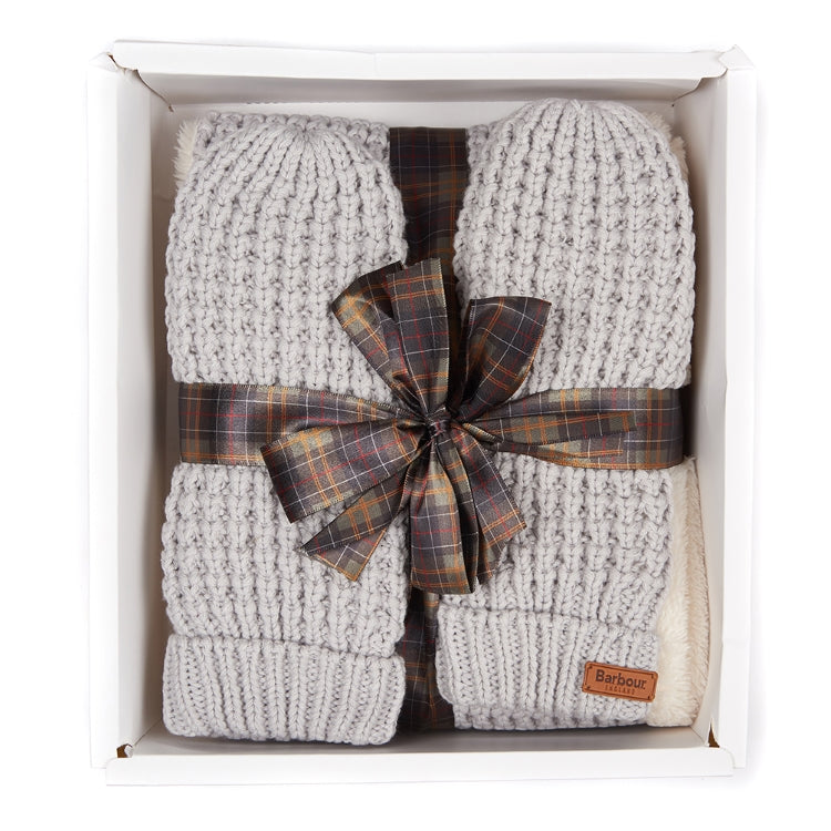 Barbour Ladies Fleece Lined Snood and Mitt Set - Ice White