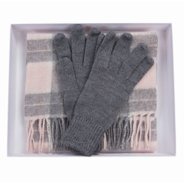 Barbour Ladies Wool Tartan Scarf and Glove Set