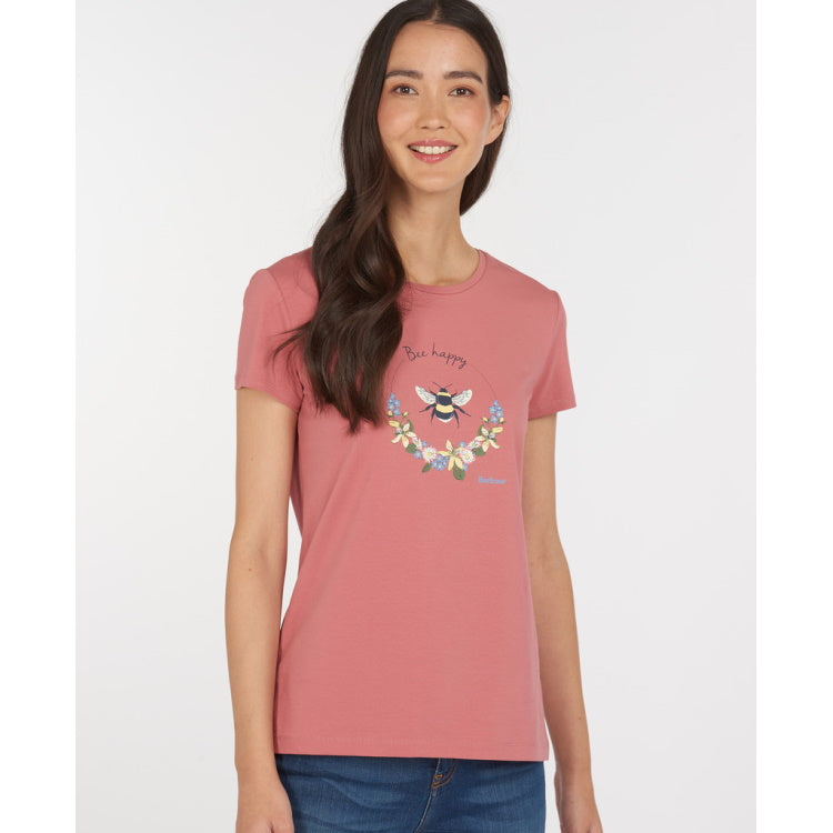 Barbour Ladies Bowland Tee Shirt - Dusty Pink