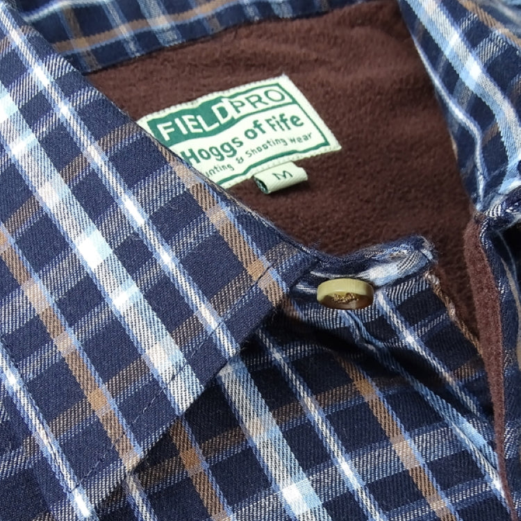 Hoggs of Fife Bark Micro Fleece Lined Shirt - Navy/Brown Check