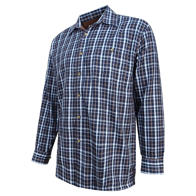 Hoggs of Fife Bark Micro Fleece Lined Shirt - Navy/Brown Check